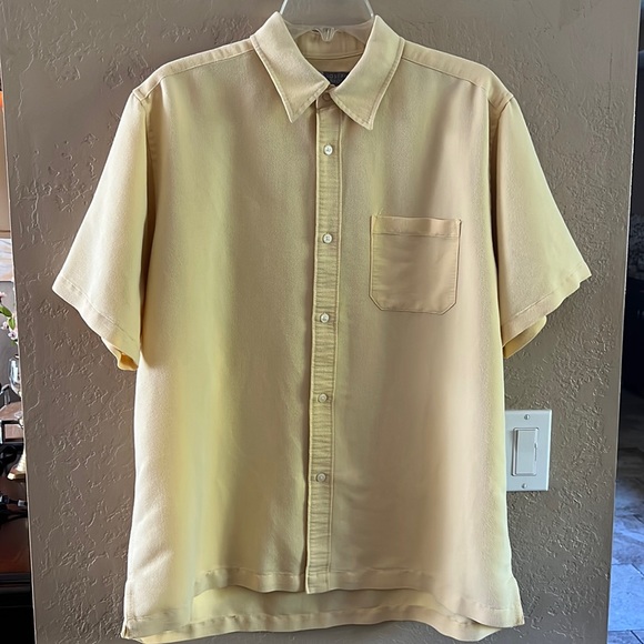 Joseph Abboud Men’s Short sleeves button down shirt yellow Large - Picture 3 of 11